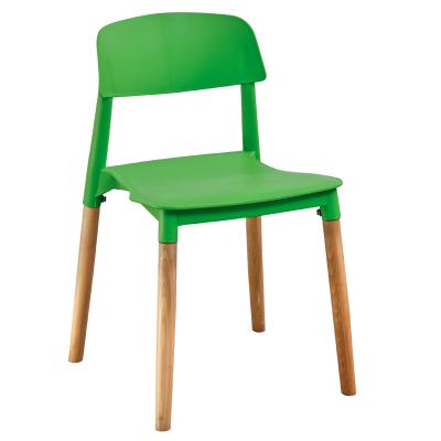 China Mid Century Modern Design Nordic Home Decoration Plastic Dining Chair With Wooden Legs for sale