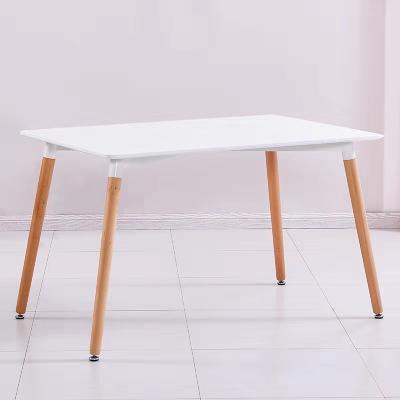 China Simple Design Modern White Dining Tables Plastic Tables With Wooden Legs for sale