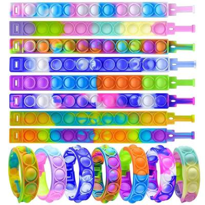 China Mental Arithmetic Stress Reliever Bubble Push Silicone Wristband Push Up Silicone Wristband Stress Puzzle Kid's Sensory Stress Toy for sale