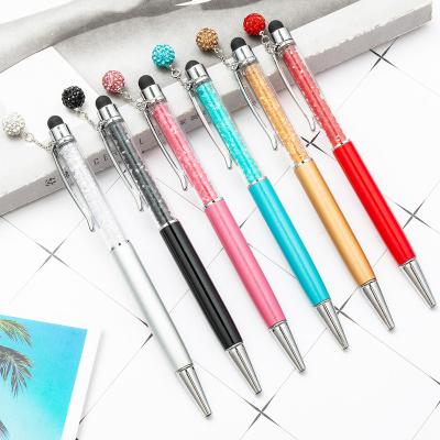 China Heat Sensitive Erasable Ink Crystal Pen Diamond Ballpoint Pens Stationery Cute Ballpen 2 in 1 Crystal Stylus Pen for sale