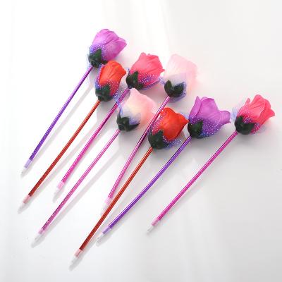 China Wholesale Promotion Erasable Heat Sensitive Ink Colorful Custom Plastic Rose Pen Flower Ballpoint Pen for sale