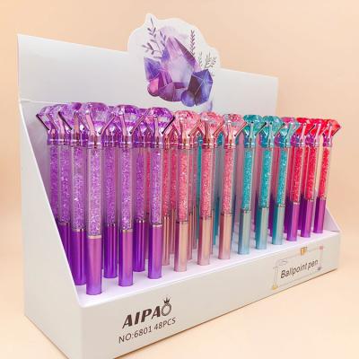 China Heat Sensitive Erasable Ink 48 Pcs In 1 New Arrival Metal Crystal Pen Custom Color Diamond Pen In Pdq Cdu Showcase Box for sale