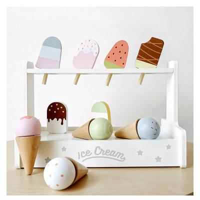 China Easel Nunukids Painting Dessert Set Stall Wooden Toys Ice Cream Toys Play House Wooden Toys for sale