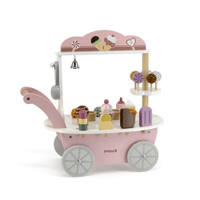 China Fun VIGA Entertainment CIA Style Wooden Ice Cream Cart Toy Dessert Candy Cart For Baby Role Play Toys for sale