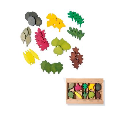 China Educational Wooden Simulation Leaves Color Recognition Color Classification Sheet Shape Matching for sale