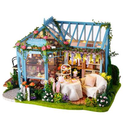 China DIY TOY Wooden DIY French Cottage Garden Tea House Hand-assembled A architectural model complete set of art ornaments. for sale