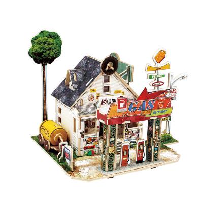 China DIY TOY Wooden 3D Jigsaw Puzzle Hut Statistical Ornament Decorative Art Kit for sale