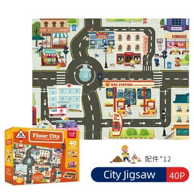 China TOI Children's Educational Floor Puzzle Three Way Styles Children's Urban Traffic Puzzle Boy Toys for sale