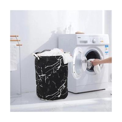 China Minimalist New Arrivals Oxford Portable Dirty Cloth Foldup Laundry Hamper Waterproof Black for sale