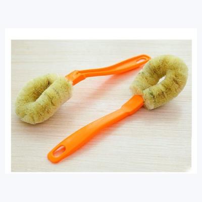 China Multifunctional House Kitchen Household Hemp Fiber Non Stick Long Handle Kitchen Pot Washing Brush for sale