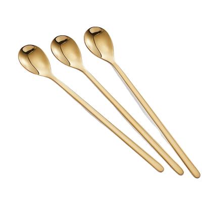 China Widely Used 304 Various Factory Sale Gold 304 Long Drink Long Handle Spoon for sale