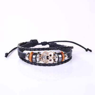 China Wholesale Custom Vintage Mens and Womens Couples Whip Bracelet Owl Jewelry Exaggerated Pull Bracelet for sale