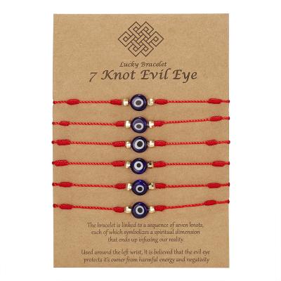 China Ebay Cute 7 Knot Evil Eye Border Woven Bracelet 6 Pack Blue Eye Paper Card Bracelet Demon Eye Set for sale