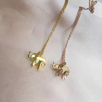 China Hiphop Stainless Steel Charm Small Luck Pendants 14K Gold Elephant Pendant Necklace For Necklace 10K Elephant for sale