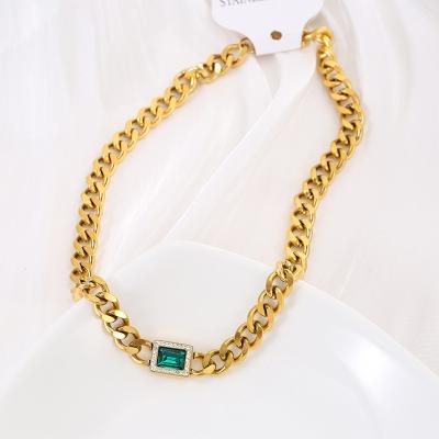 China Environmentally Friendly Jewelry Crystals Natural Cuban Stone Link Chain Green Gold Cut Emeralds Emerald Necklace Necklaces for sale