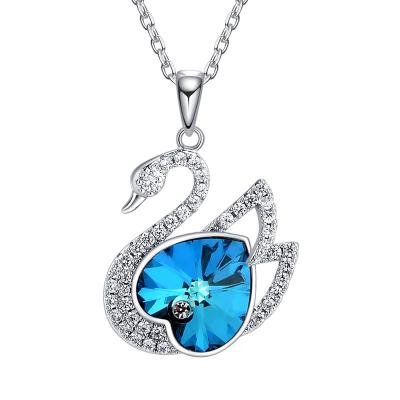 China Holesale Diamond Iconic Golden Pearl Black 925 Crystals Crystal Swan Necklace Environmental Friendly Pendant Gold for sale