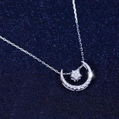 China CZ Minimalist Modern Popular Eye Hiphop Style Hollow Star Pendant Moon Diamond Necklace for sale