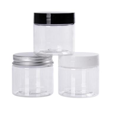 China Wholesale Cosmetic Food Grade 2oz 3oz 4oz 6oz 8oz Clear Amber PET Cosmetic Cream Plastic Jar With Aluminum Plastic Lid for sale