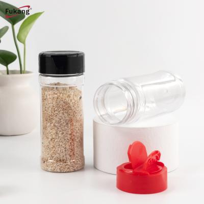 China Viable Plastic Plastic Spice Shaker Bottle Pet Packing Shaker Jars/Containers With Flip Top Lid for sale