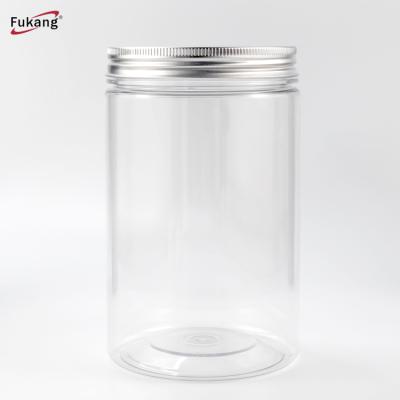 China 1 Kg Clear Grade Food Transparent Wide Mouth Plastic Pet Food Packaging Jars And Edible With Lids for sale