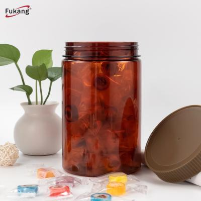 China Food Recycling Food Grade Pet Canisters Empty Storage Container Maker Round Clear Plastic Jars With Aluminum Lids for sale