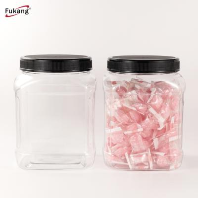 China Food Square 2 Liter Plastic Candy Jars , Big Plastic Pet Jar For Dried Nuts for sale