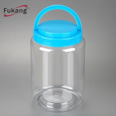 China 2700ml Large Upright Round Cookie Plastic Protein Powder Storage Container And Clear Pet Food Jar for sale