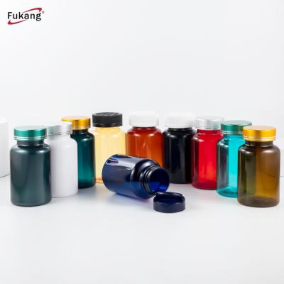 China ODM/OEM 150cc Pharmaceutical Color PET Plastic Capsule Bottle With Metal Lid for sale