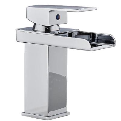 China Modern Single Hole Brass Faucet Handle Waterfall Waterfall Basin Faucets Metered Single Taps Faucets for sale