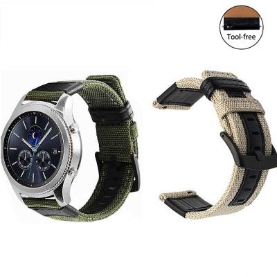 China For Huawei GT2 Customized 22mm Canvas+leather Watch Strap With Quick Release For Huawei GT2 Watch Band for sale