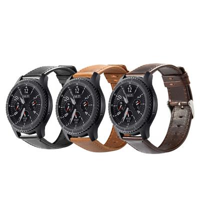 China Leather Correa For Galaxy Watch Band 46mm 42mm Genuine Leather For Samsung Gear s3 Frontier Band 22mm Watch Band for sale