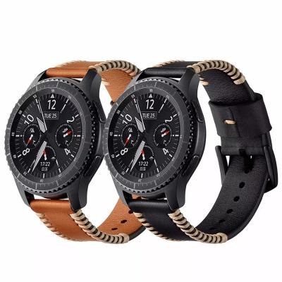 China 22mm Leather Watch Band For Samsung Galaxy Watch 46mm Strap Leather Band For Samsung Active Watch Band for sale