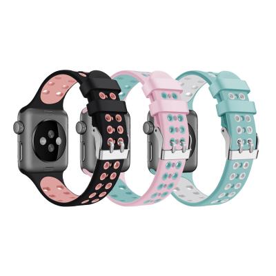 China Sport Silicone Rubber Smart Watch Strap Rubber Strap For iwatch 38/40mm 42/44mm Women Men Watch Band For apple watch series5 4 3 2 1 for sale