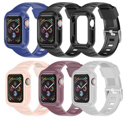 China Rubber Waterproof For Apple Watch Case 4 Series 44mm 40mm With Premium Silicone For iWatch Band Rugged Watch Protective Case for sale