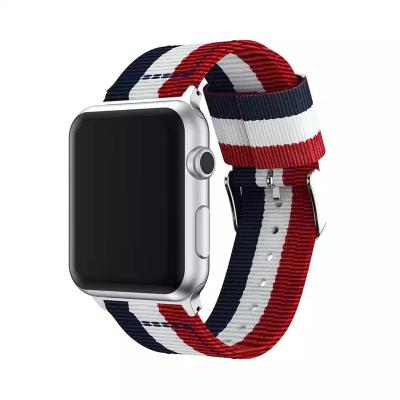 China For Apple Watch Band Series 6/5/4/3/2/1 Casual Fashion Strap Factory Buckle Mix Silver Color Bars Canvas Watch Band For Nylon Watch Band 40mm Apple 42mm 44mm 38mm for sale