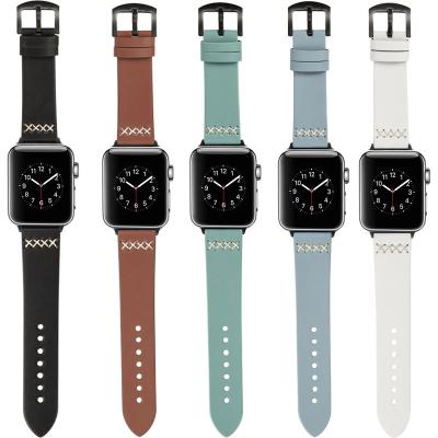 China For Apple Watch Series 6 5 4 3 2 1 Smart Watch For Apple Watch Band Series 5 6 Se 4 Genuine Leather Strap 38mm 44mm 42mm Strap Wrist Watch Band for sale