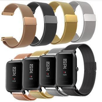 China Stainless Steel Stainless Steel For Xiaomi Huami Amazfit Bip Youth Watch Band Loop Replacement Milanese Magnetic Straps Fasten for sale