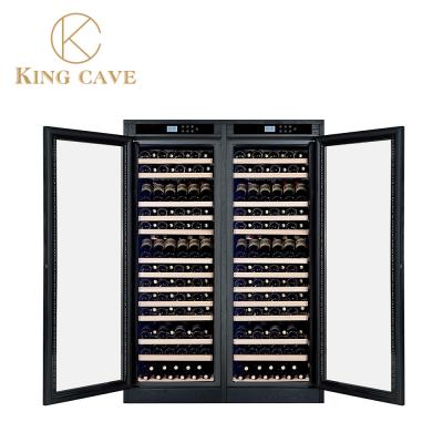 China Double Door Wood Wine Cooler with Temperature Range of 5-22C and Humidity of 58-78% for sale