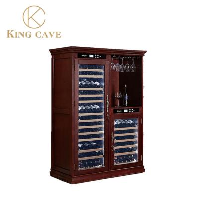 China Refrigerador de vino de madera de alta gama con temperatura ajustable y puerta aislante al vacío en venta