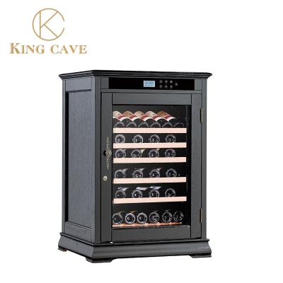 China Custom Black Wine Refrigerator Wine Cooler 48 Bottles Glass Door for sale