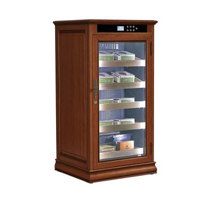 China Digital Touch Screen Natural Wood Electric Cigar Humidor Cabinet Cooler for sale