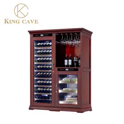 China Refrigerador de cigarrillos eléctricos de doble zona Refrigerador de vino de gabinete de madera en venta