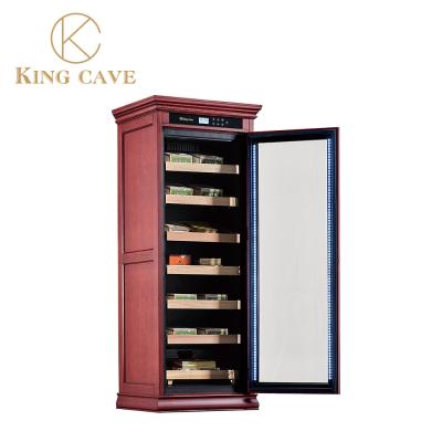 China Luxurious Natural Wood Cigar Storage Humidor With LED Light 3 Shelves for sale