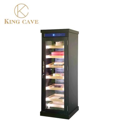 China Constant Humidity And Temperature Natural Black Wood Cigar Cabinet for sale