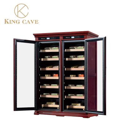 China Solid Wood Touch Control Dual Zone Electric Wine Cooler Cigar Humidor Cabinet for sale