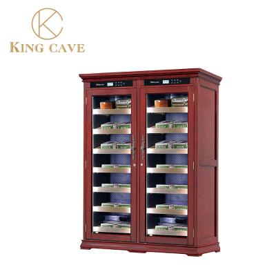 China Wood Frame Cigar Cooler Humidor Dual Zone Large Wine Cooler With Locker for sale