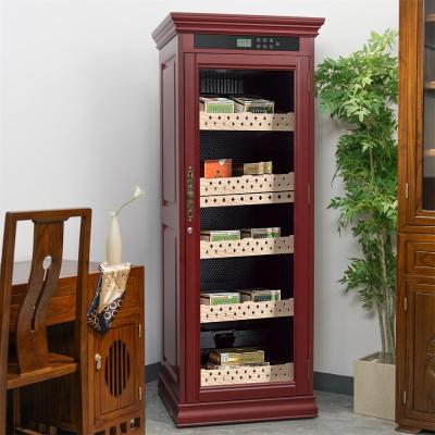 China Touch Sensitive Control Red Sold Wood Cigar Cooler Humidifier With Locker for sale