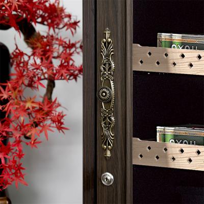 Chine Contrôle tactile porte verrouillable en verre marron foncé refroidisseur de cigare en bois massif humidor à vendre