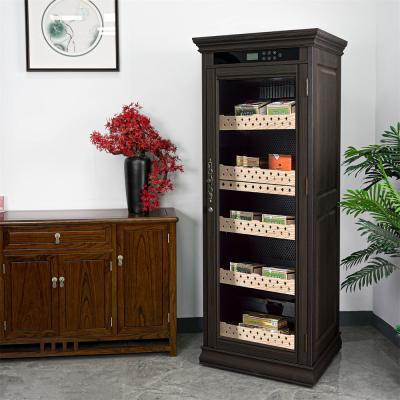 China Control táctil digital inteligente Cabinet de enfriador de cigarros eléctricos de madera marrón oscura en venta