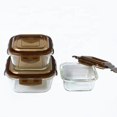 China Freshness Preservation Hot Sale Square Glass Food Storage Boxes With Lid Airtight Bento Storage Container for sale